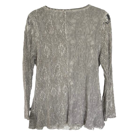 Boho Patchwork Lace Gray Textured Bohemian Witchy Dark Fairy Goth Top Medium - Picture 3 of 6